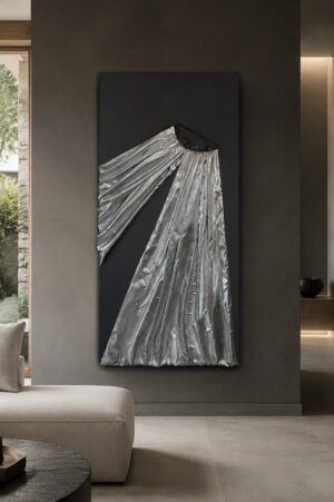 Quadro materico nero e argento