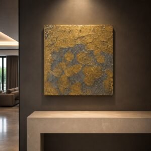 Quadro materico oro e grigio
