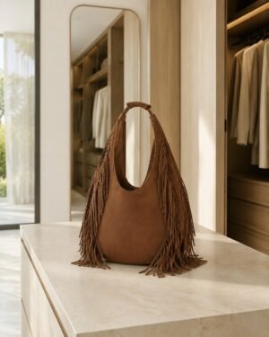 Borsa marrone con frange